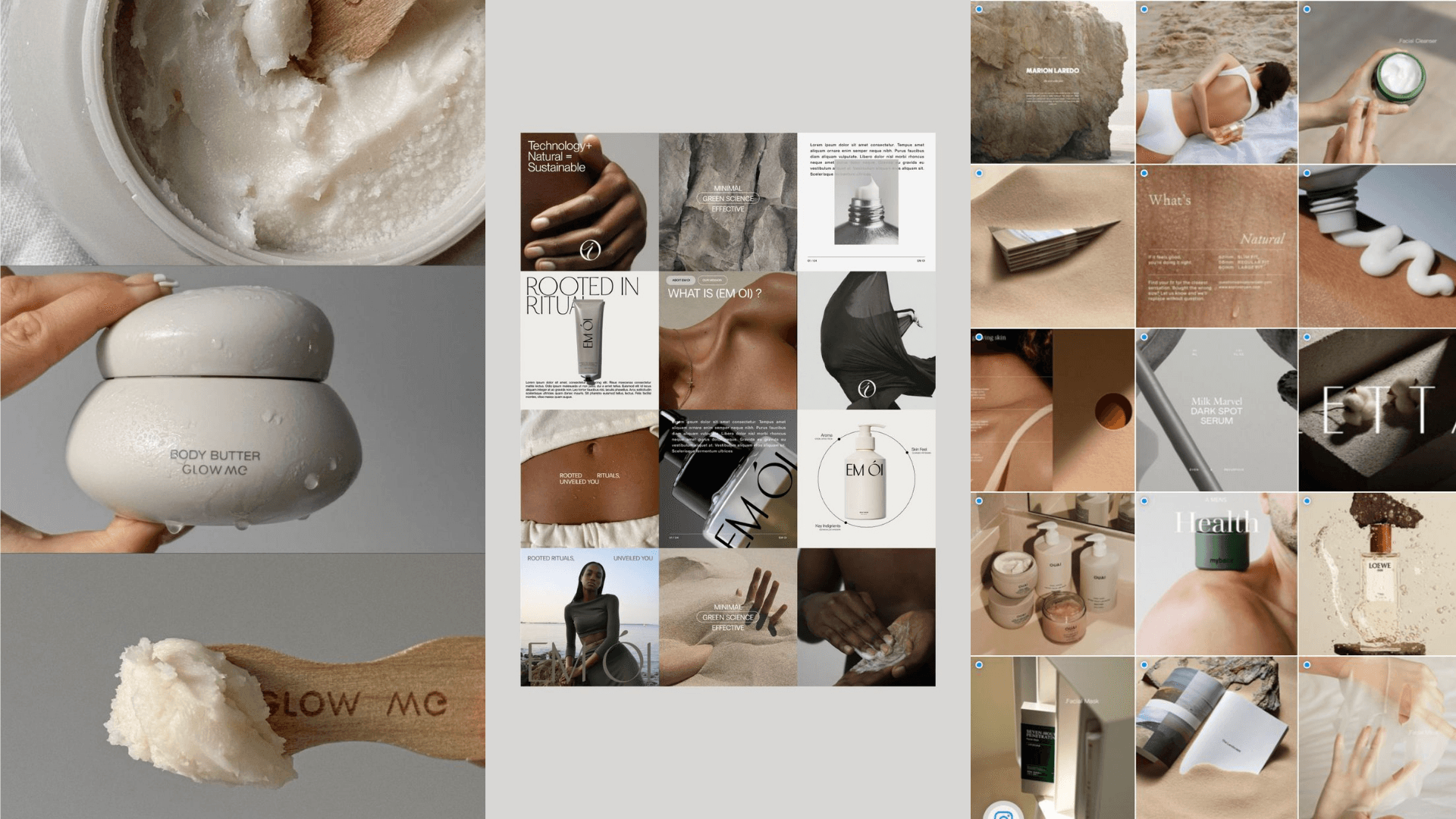 Moodboard 1: referências de cuidado e textura